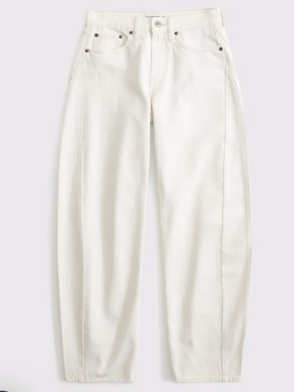Abercrombie & Fitch Mid Rise Barrel Curve Love Ecru Jeans Size 27 Short NWT